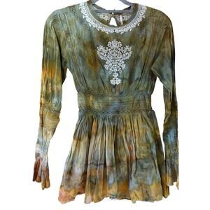 NWOT / Free People Emboidered Acid Dye Dress or tunic / Sz 0